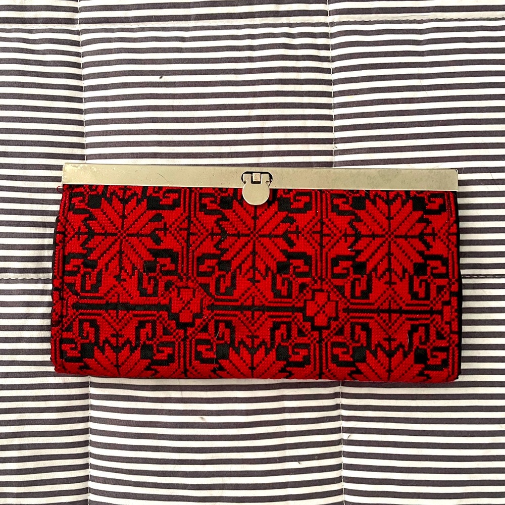 Red Black Aztec Print Clutch